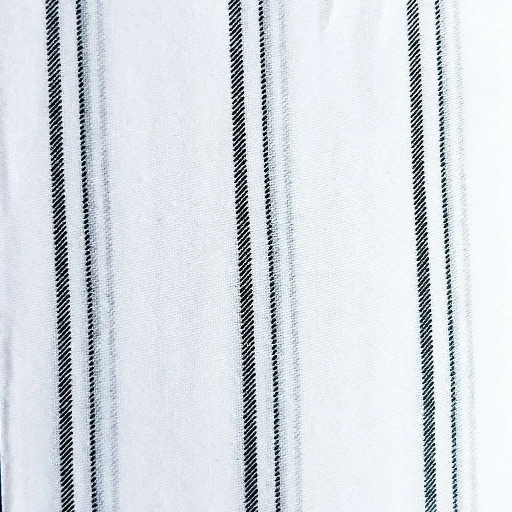NEW Brooks Brothers 100% Cotton Sheet Set - White Black Gray Stripe, Queen Size